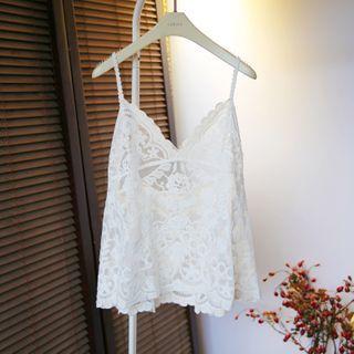 Spaghetti Strap Sheer Lace Top