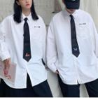 Long-sleeve Shirt With Necktie / Straight-cut Pants / Midi A-line Skirt