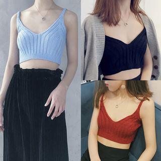 Sleeveless Knit Cropped Top