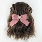 Faux Pearl Heart Bow Hair Clip As Shown In Figure - One Size