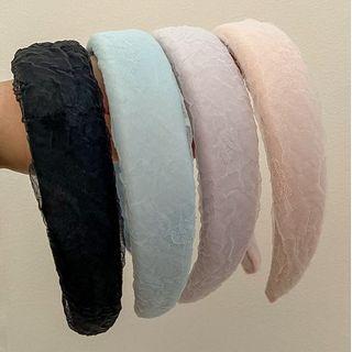 Shirred Fabric Headband A - Black - One Size