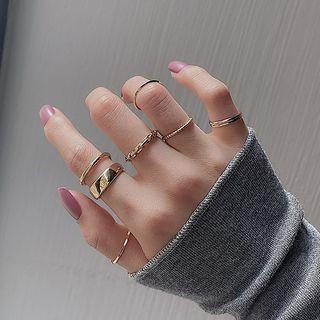 Set Of 7: Alloy Ring (assorted Designs) Set Of 7 - As Shown In Figure - One Size