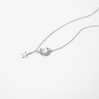 Rhinestone Crescent Star Necklace