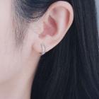 Rhinestone Layered Sterling Silver Hoop Earring 1 Pair - Silver - One Size