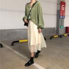 Plain Blouse / Midi A-line Skirt