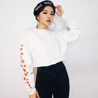 Cropped Print Sweatshirt
