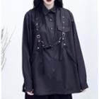 Plain Long-sleeve Shirt / Buckle Suspenders