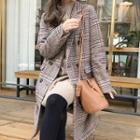 Boxy-fit Glen Plaid Coat Brown - One Size