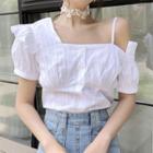 Short-sleeve Cold-shoulder Top White - One Size