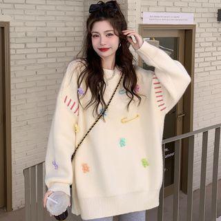 Bear Accent Pinned Sweater