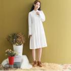 Long-sleeve Tie-strap Midi A-line Shirtdress