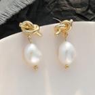 Faux Pearl Bow Drop Earring 1 Pair - 855 - 925 Silver Needle - As Shown In Figure - One Size