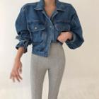 Flap-pocket Cropped Denim Jacket