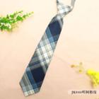 Plaid Neck Tie Jk044 - Dark Blue - One Size