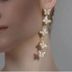 Butterfly Rhinestone Asymmetrical Alloy Dangle Earring 1 Pair - Gold - One Size