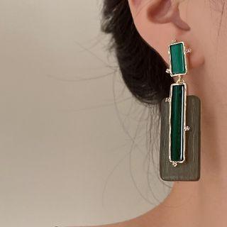 Rectangle Drop Earring 1 Pair - Green - One Size