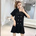 Double-breasted Lapel Mini Dress