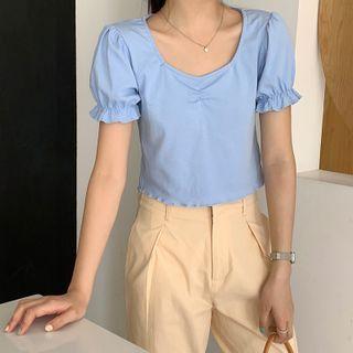 Puff Short-sleeve Top Blue - One Size