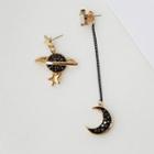 Non-matching Moon & Star Dangle Earring 1 Pair - Clip On Earring - One Size