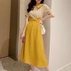 Color Block Elastic-waist Dress