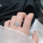 Heart Moonstone Sterling Silver Open Ring Silver - One Size