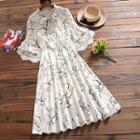 Bell-sleeve Maxi Floral Chiffon Dress