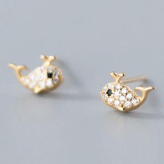 Rhinestone Whale Ear Stud