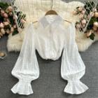 Off-shoulder Cutout Chiffon Puff-sleeve Top