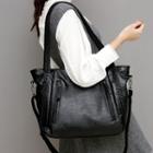 Faux Leather Tote Bag Black - One Size