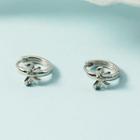 Bow Alloy Hoop Earring 1 Pair - Silver - One Size