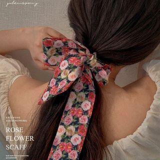 Rose Satin Narrow Scarf Rose Pink - 100x6cm - M504