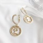 Rhinestone Alloy Face Dangle Earring 1 Pair - Gold - One Size