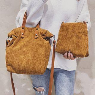 Top Handle Corduroy Crossbody Bag With Pouch