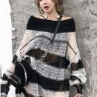 Off-shoulder Striped Knitted Dress