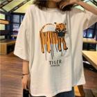 Tiger Print Loose-fit Short-sleeve T-shirt