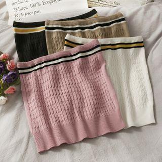 Contrasted Knit Tube Top
