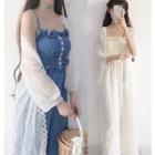 Spaghetti Strap Cropped Smocked Top / Wide-leg Pants / Jacket / Set
