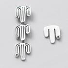 925 Sterling Silver Cactus Non-matching Earring 1 Pair - S925 Silver Stud - Silver - One Size