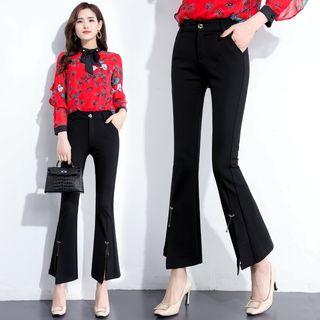 High-waist Split Hem Bell-bottom Pants