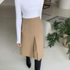 Slit-front A-line Woolen Skirt