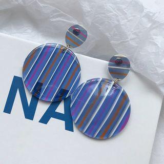 Striped Disc Dangle Earring 1 Pair - Earrings - One Size