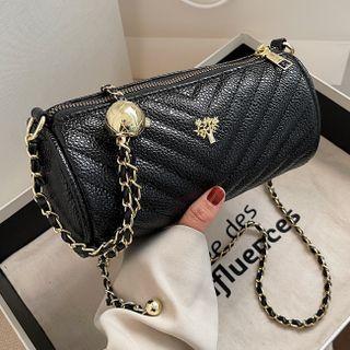 Faux Leather Chain Mini Crossbody Bag Black - One Size