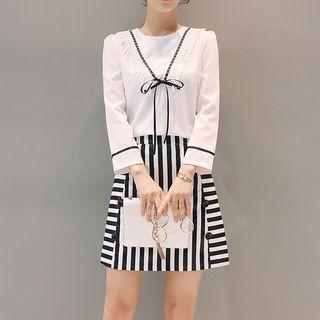Bow Panel Chiffon A-line Dress