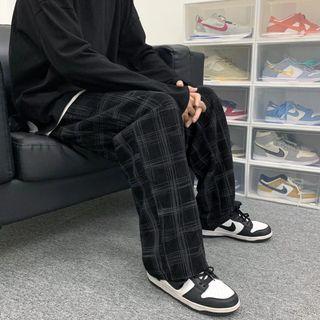 Plaid Wide Leg Corduroy Pants
