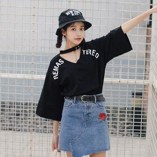 Elbow-sleeve Keyhole-front Top
