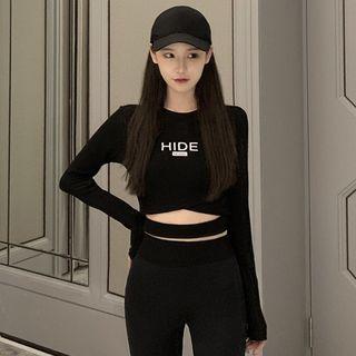 Long-sleeve Open Waist Skinny Top