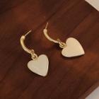 Heart Drop Earring A776 - 1 Pair - Gold & White - One Size