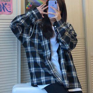 Plaid Shirt Plaid - Dark Blue & White - One Size