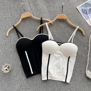 Contrast Trim Padded Knit Camisole Top