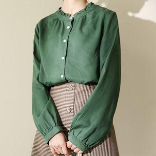Long-sleeve Ruffle-collar Blouse